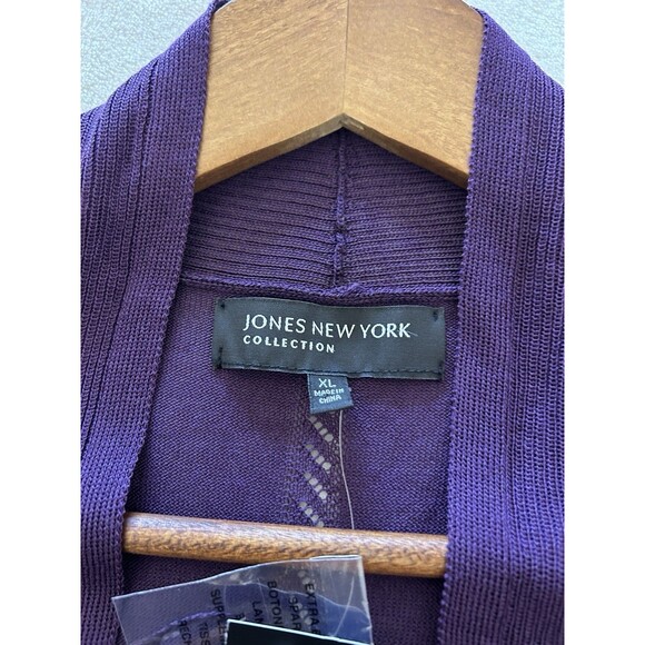 Jones NY Womens Cardigan Extra Large Open Front Lightweight Classic Sweater - Picture 10 of 11